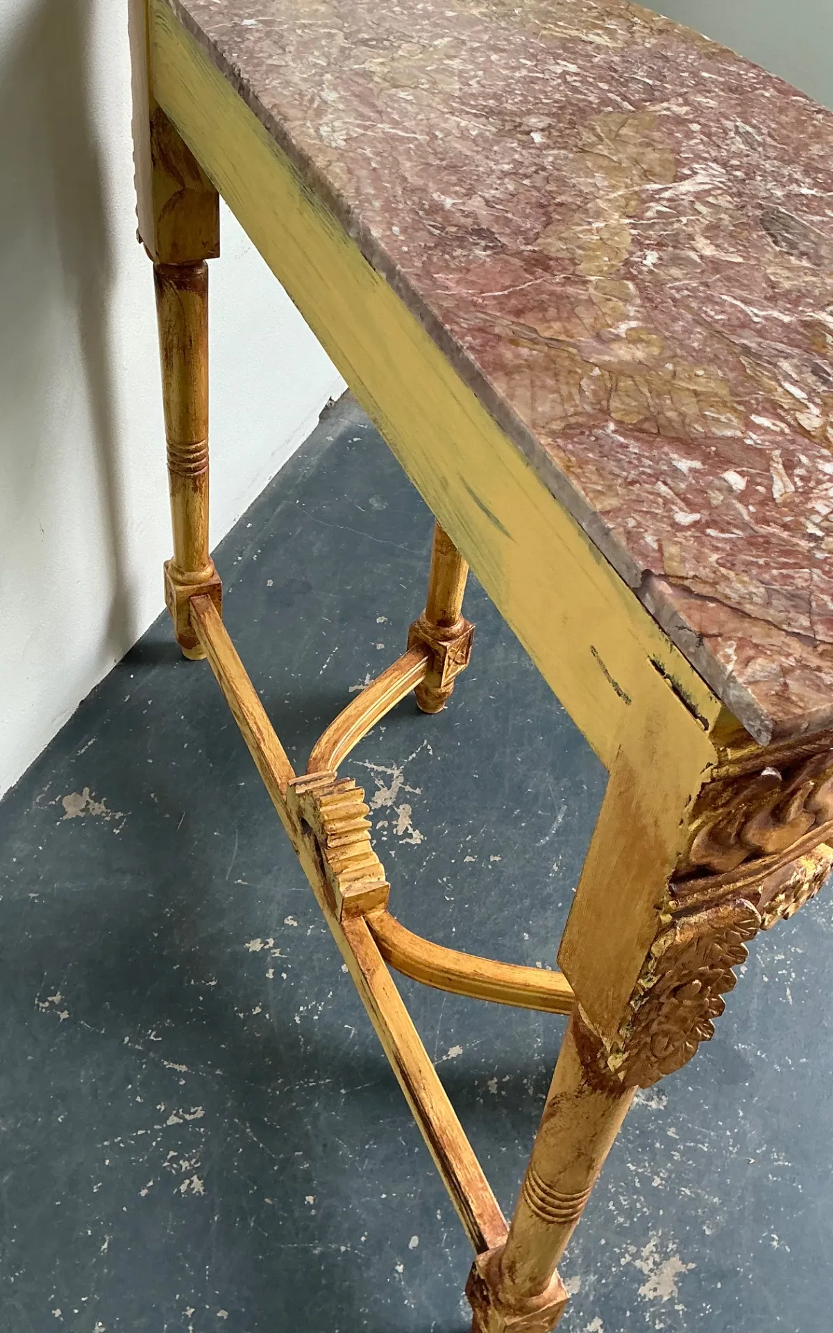 Antique Carved Giltwood Pomegranate Console with Marble Top — additional photo 4