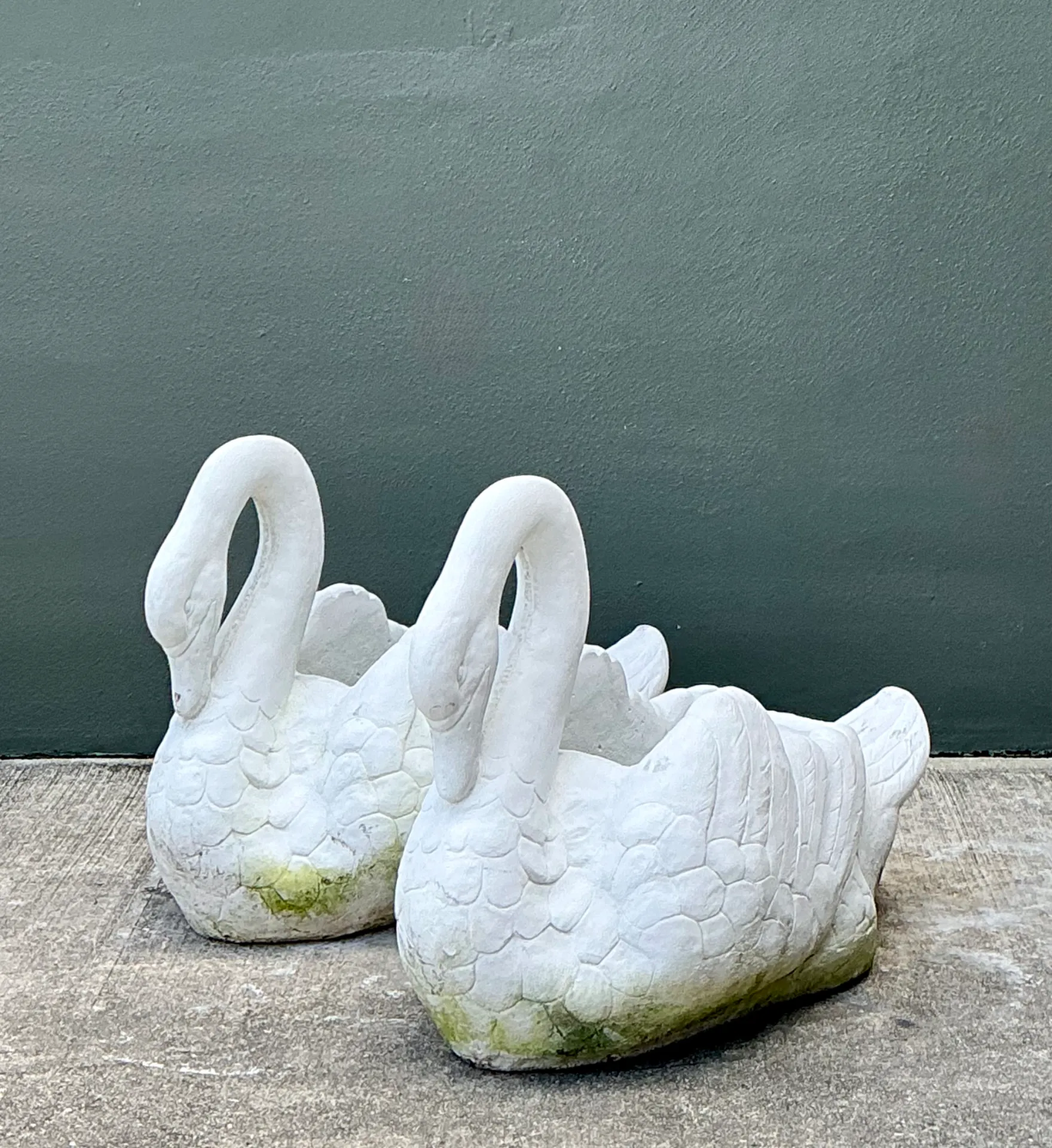 Vintage Cast Concrete Swan Planters - Pair — additional photo 5