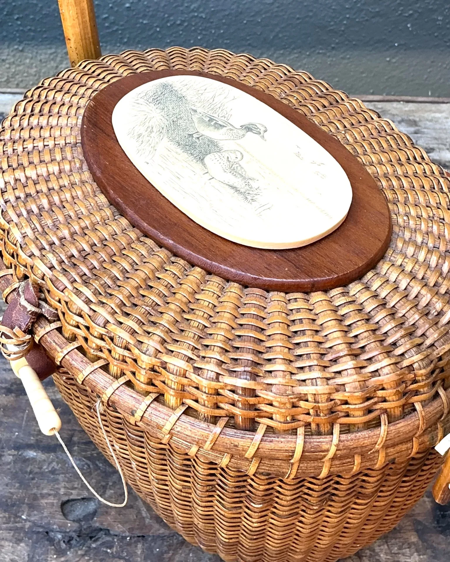 Vintage 1978 Woven Rattan Nantucket Duck Bag — additional photo 1