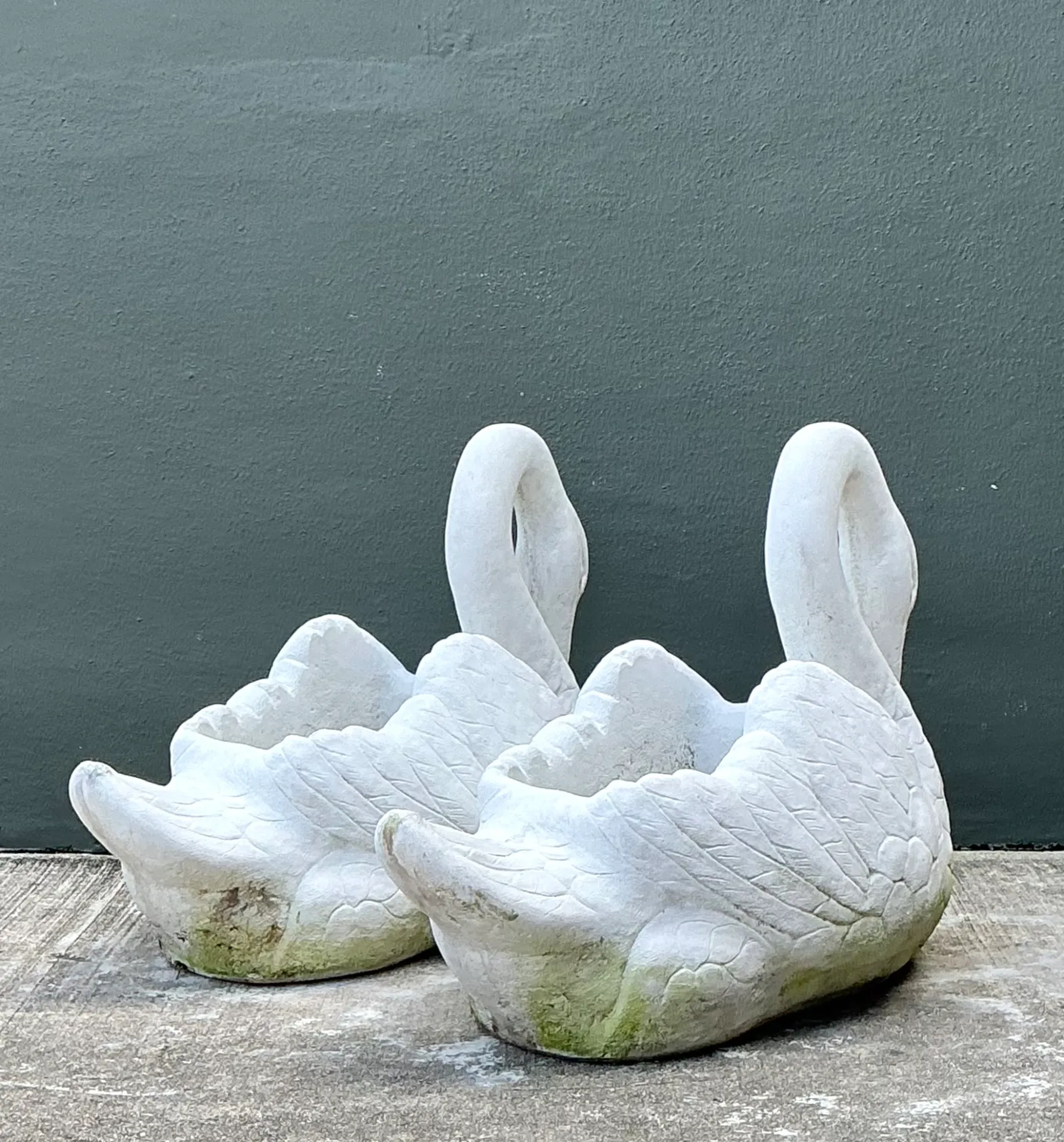 Vintage Cast Concrete Swan Planters - Pair — additional photo 8