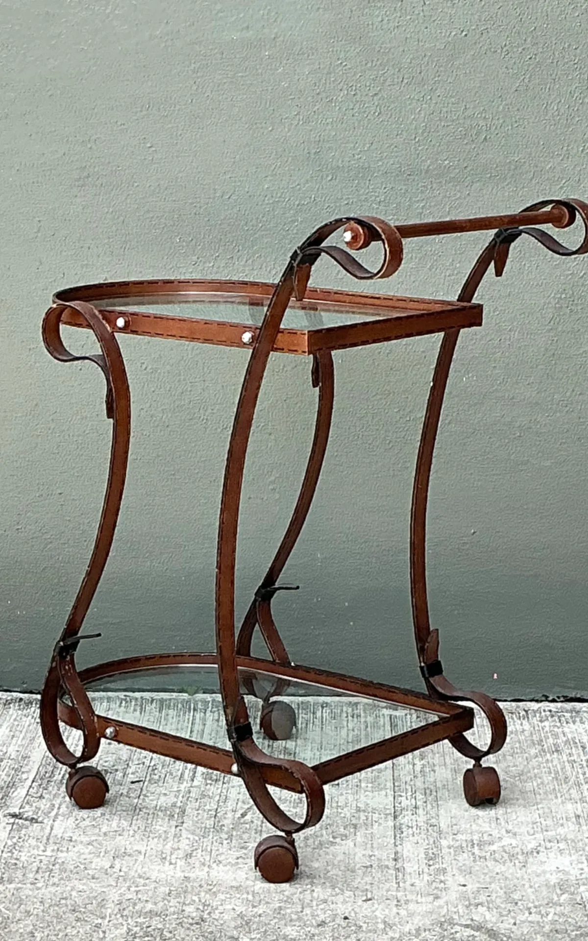 Vintage Glass and Metal Bar Cart