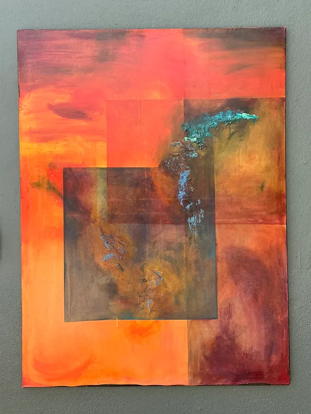 Vintage Abstract Expressionist Oil Painting on Canvas — additional photo 2