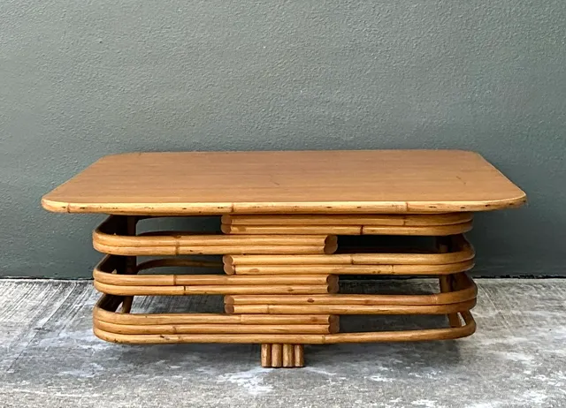 Vintage Stacked Rattan Coffee Table After Paul Frankl — additional photo 1