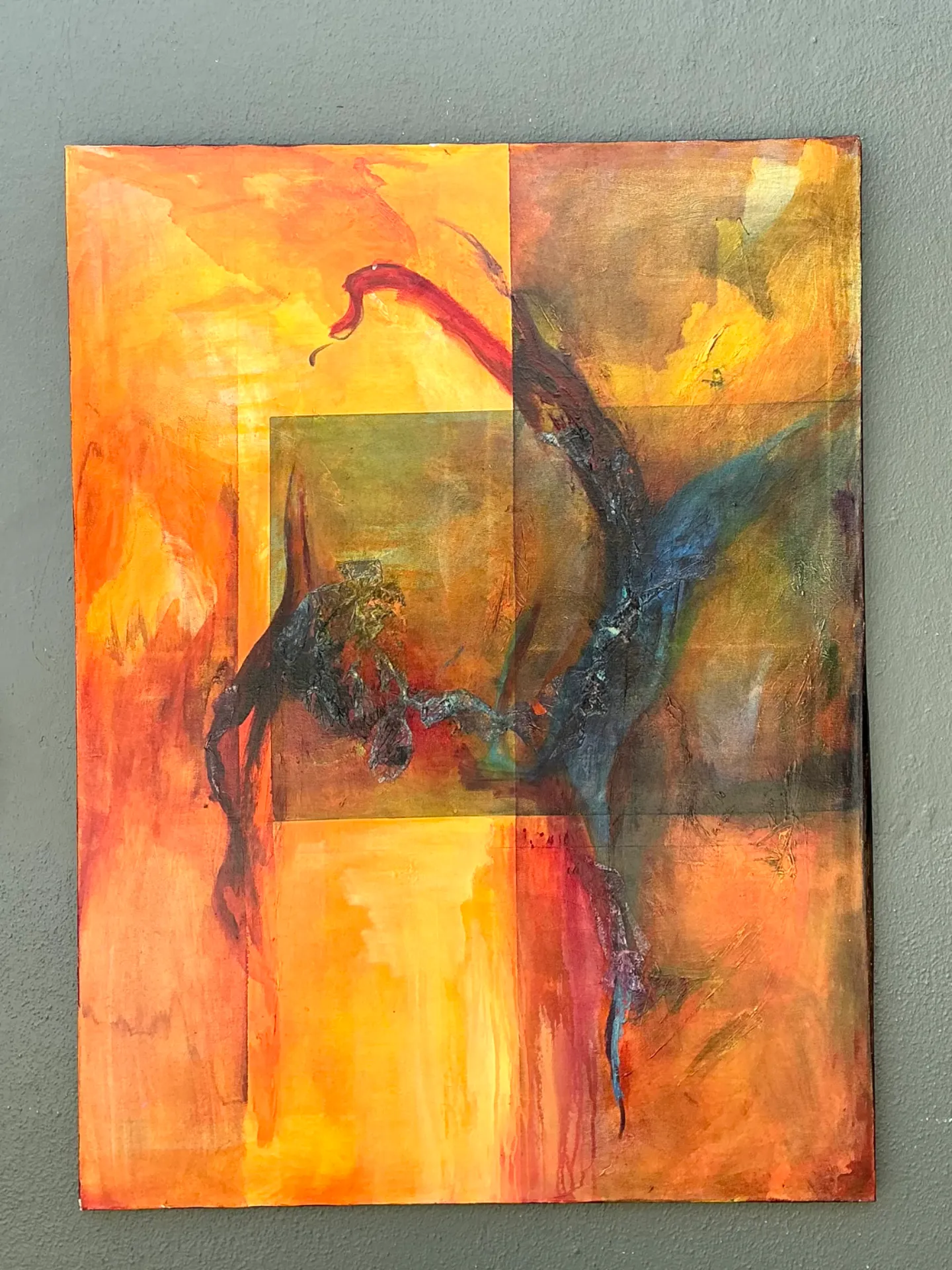 Vintage Abstract Expressionist Oil Painting on Canvas — additional photo 1