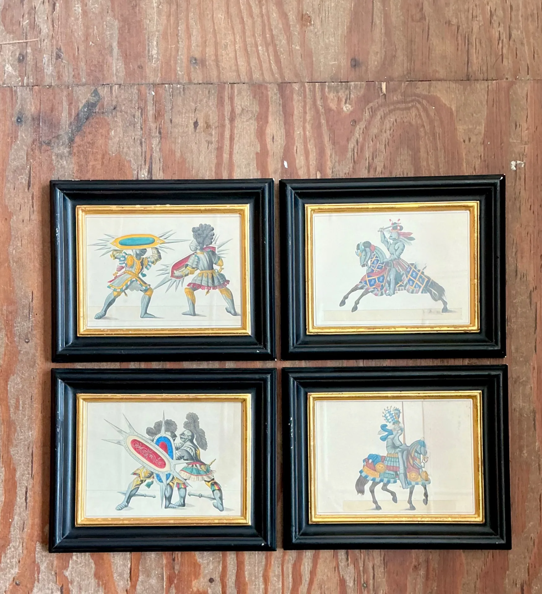 Vintage Medieval Knight Prints in Black Frames - Set of 4 — additional photo 1