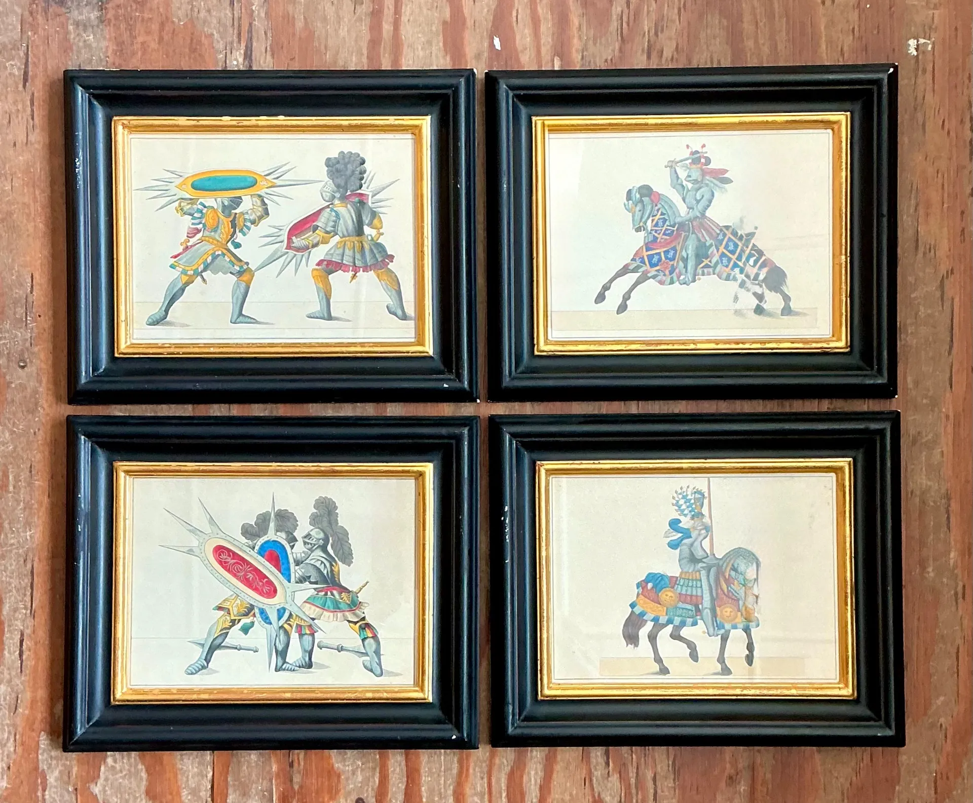 Vintage Medieval Knight Prints in Black Frames - Set of 4 — additional photo 2