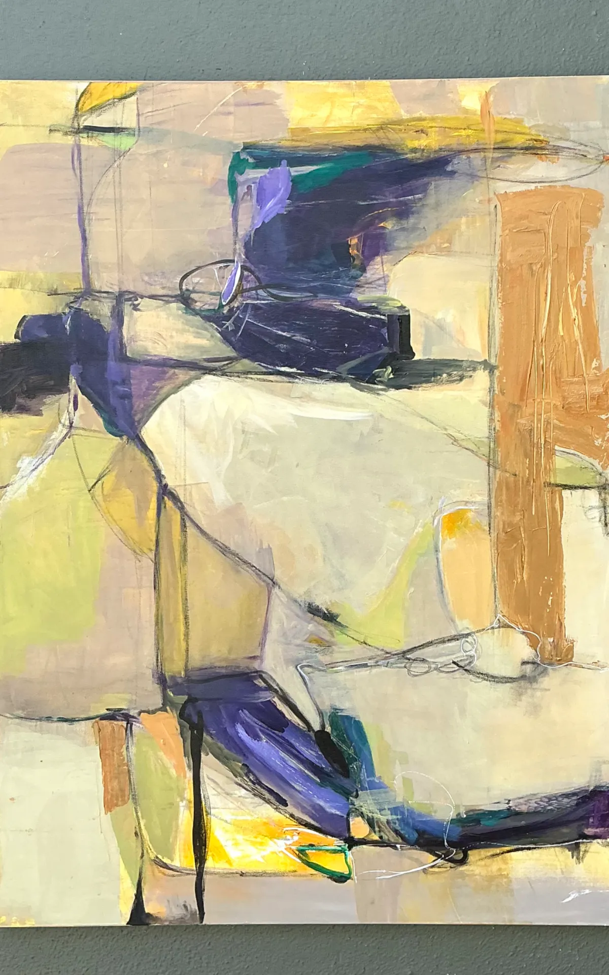 Vintage Abstract Expressionist Oil Painting on Canvas