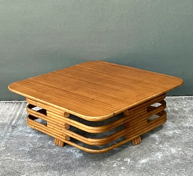 Vintage Stacked Rattan Coffee Table After Paul Frankl — additional photo 5