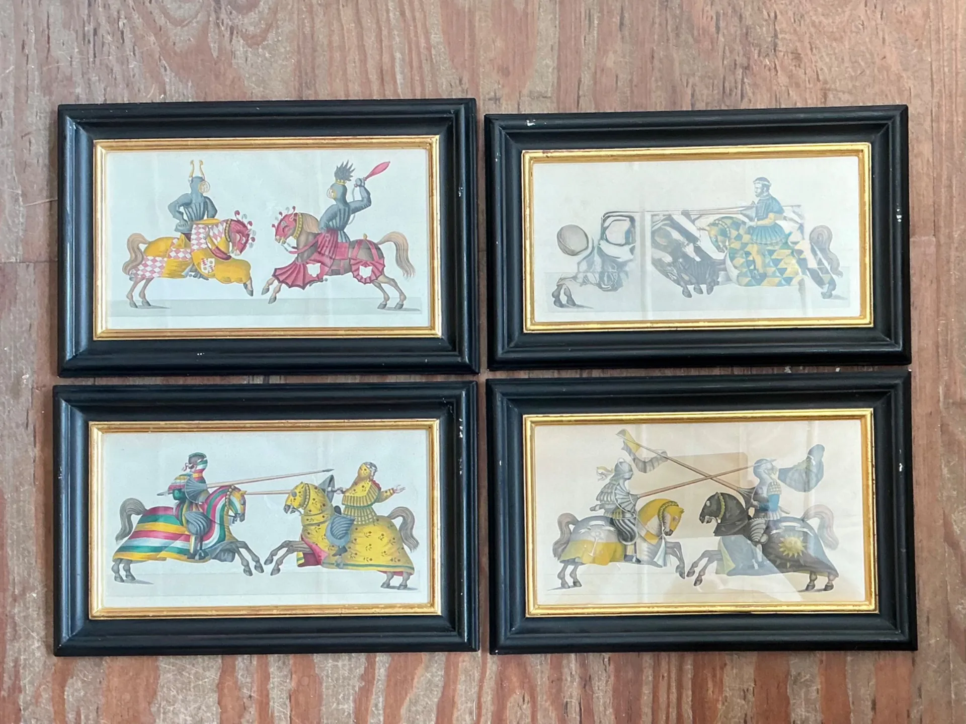 Vintage Medieval Knight Prints in Black Frames - Set of 4 — additional photo 1