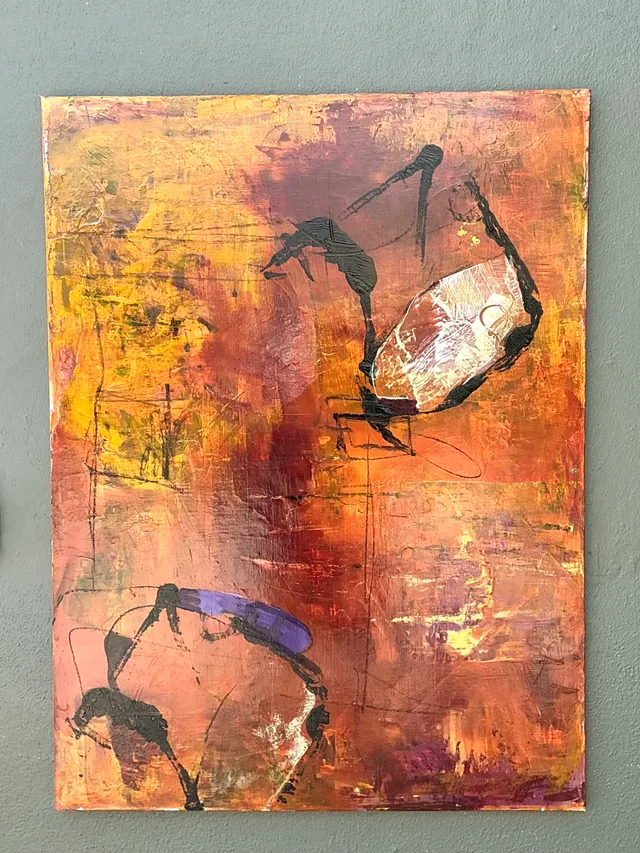 Vintage Abstract Expressionist Oil Painting on Canvas — additional photo 1