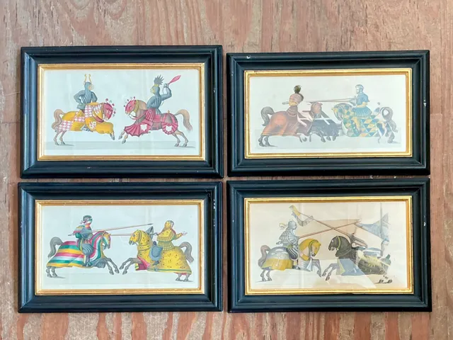 Vintage Medieval Knight Prints in Black Frames - Set of 4 — additional photo 2