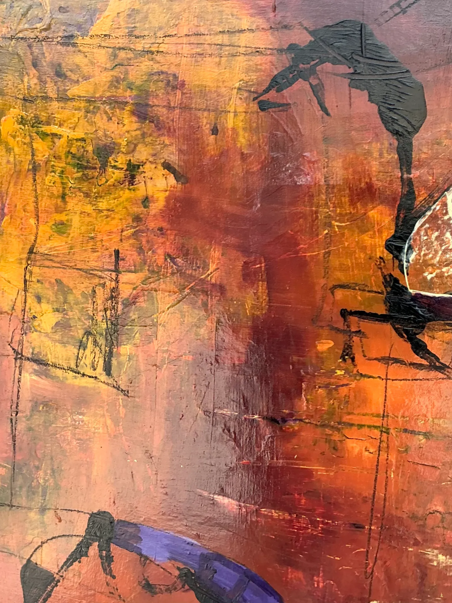 Vintage Abstract Expressionist Oil Painting on Canvas — additional photo 2