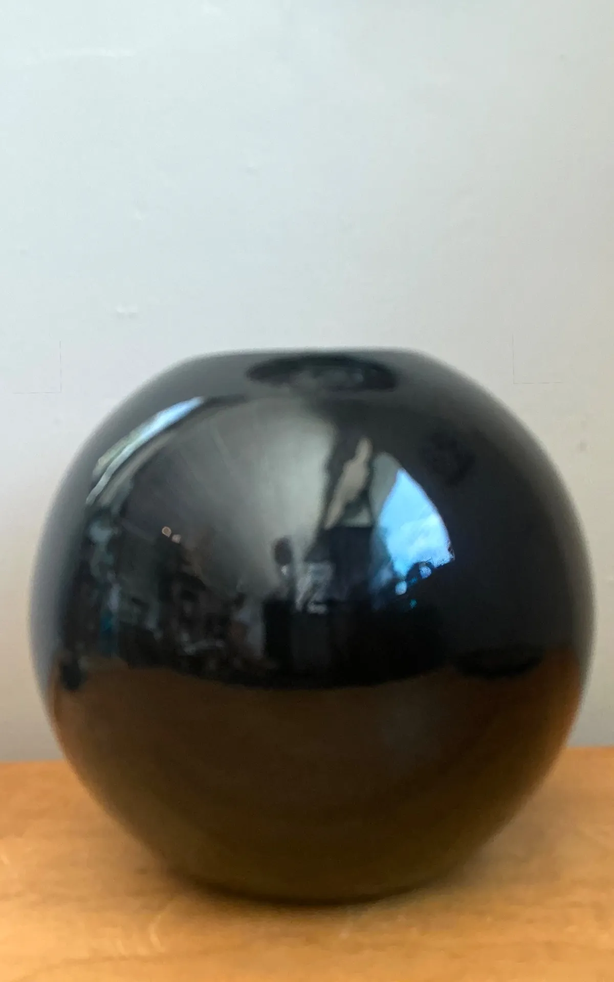 Vintage Black Ceramic Sphere Vase