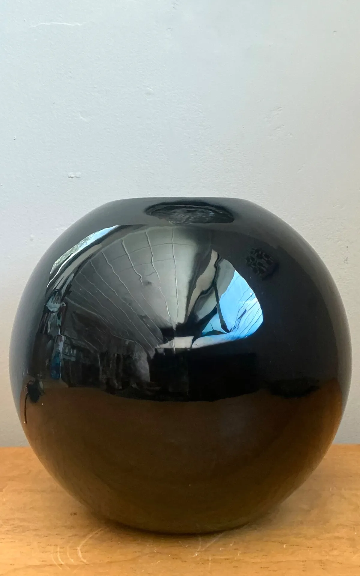 Vintage Black Ceramic Sphere Vase — additional photo 6