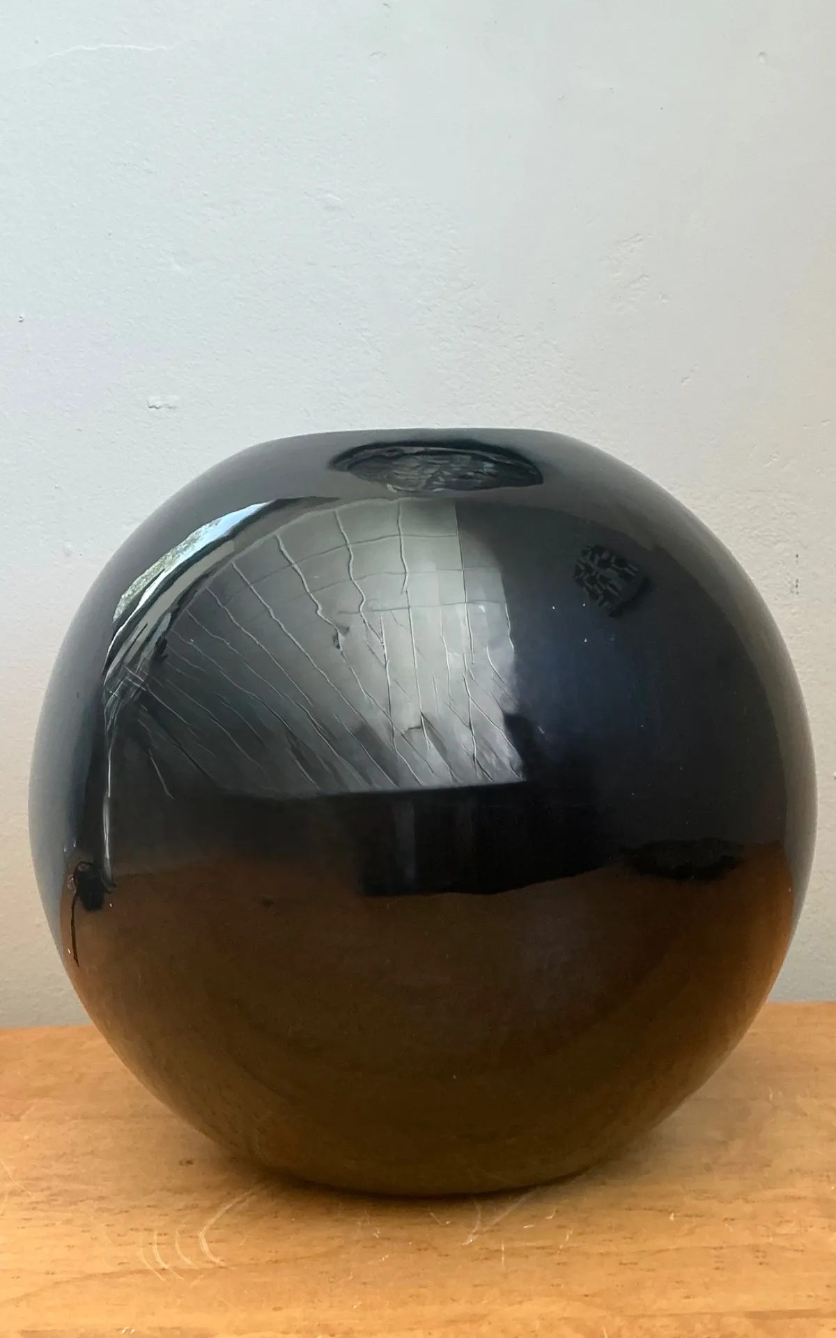 Vintage Black Ceramic Sphere Vase — additional photo 3