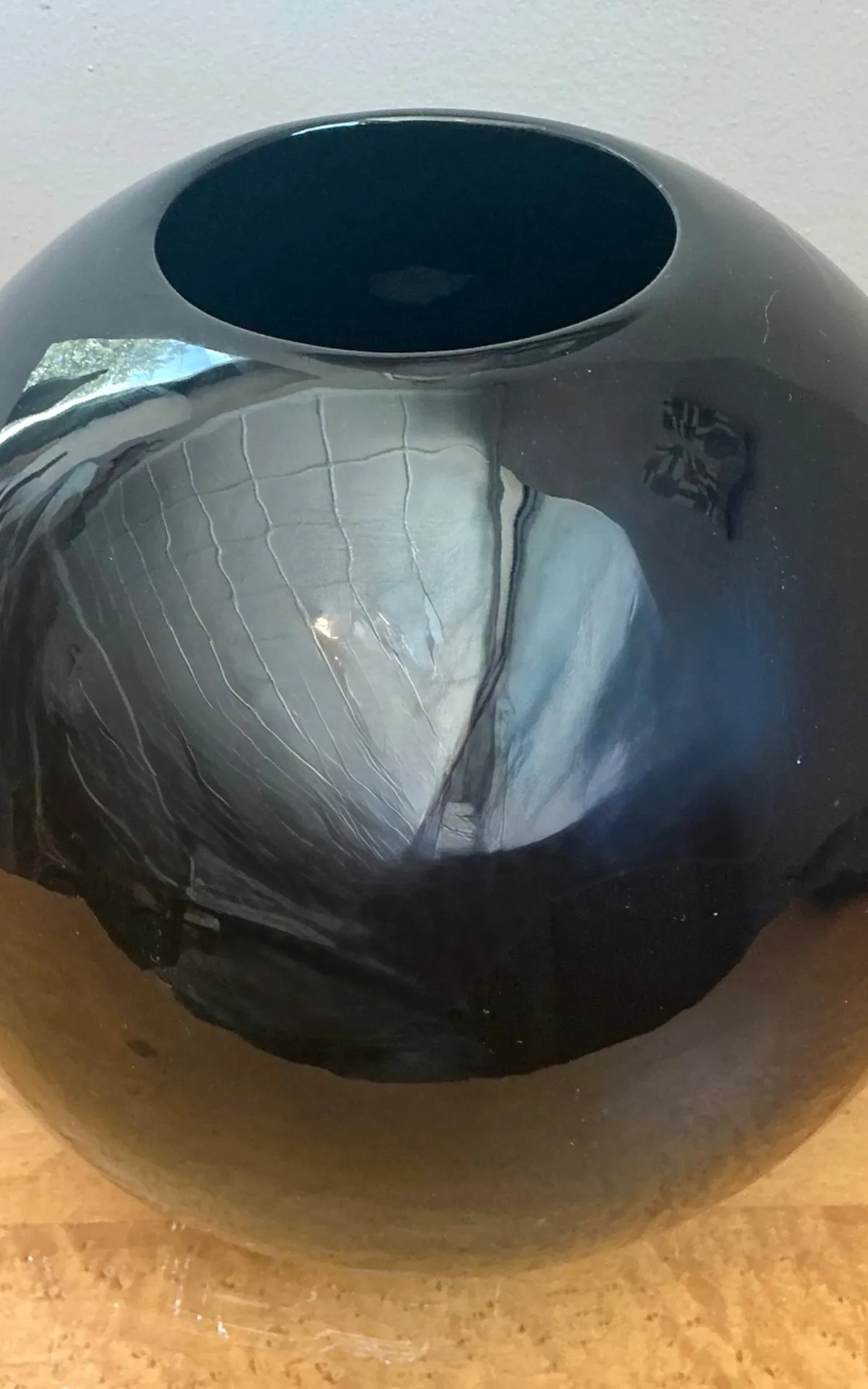 Vintage Black Ceramic Sphere Vase — additional photo 4