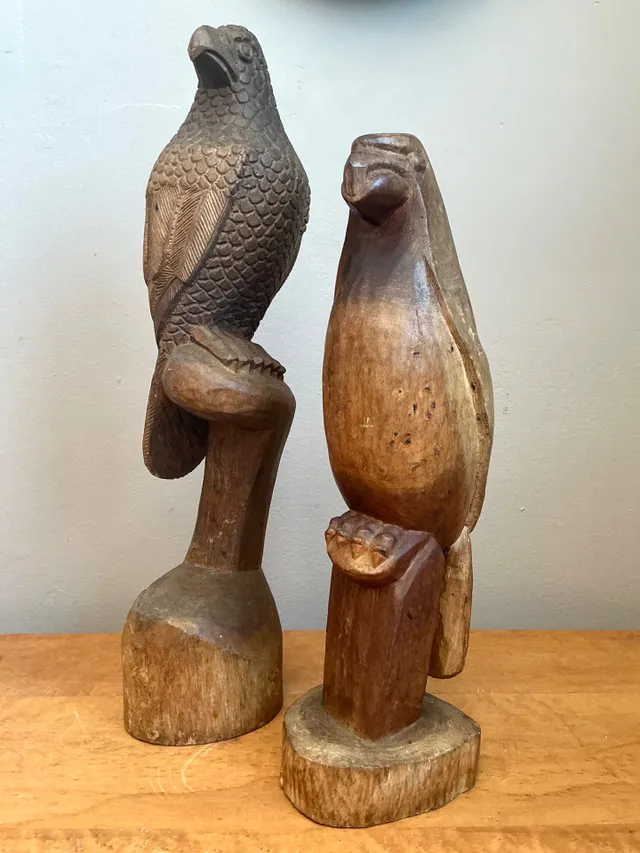 Vintage Carved Wood Bird Sculptures - A Pair — additional photo 5