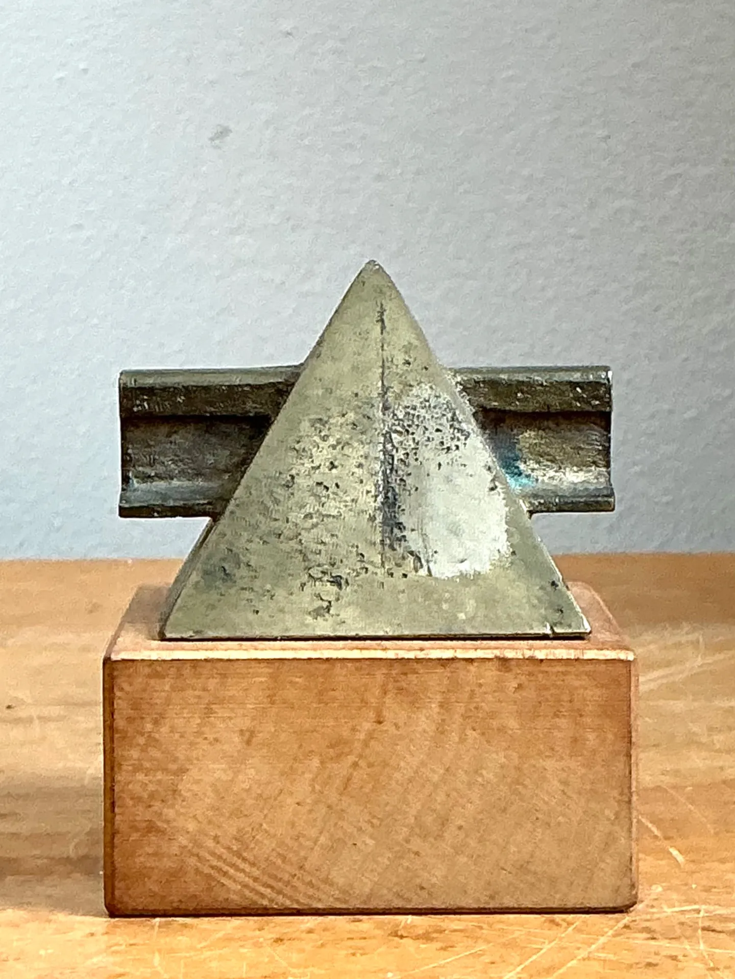 Vintage Small Geometric Metal and Wood Sculpture — additional photo 8