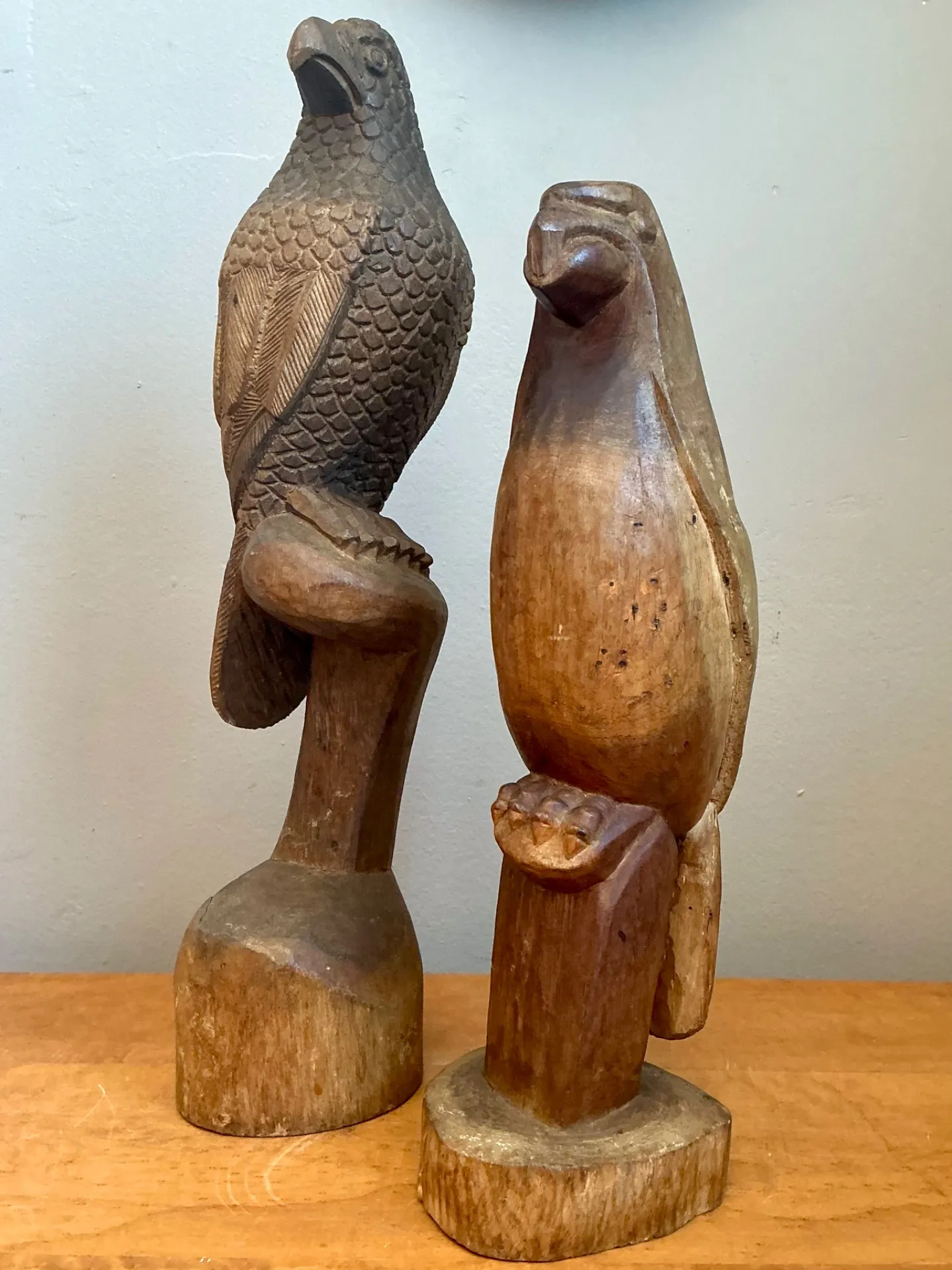 Vintage Carved Wood Bird Sculptures - A Pair — additional photo 3