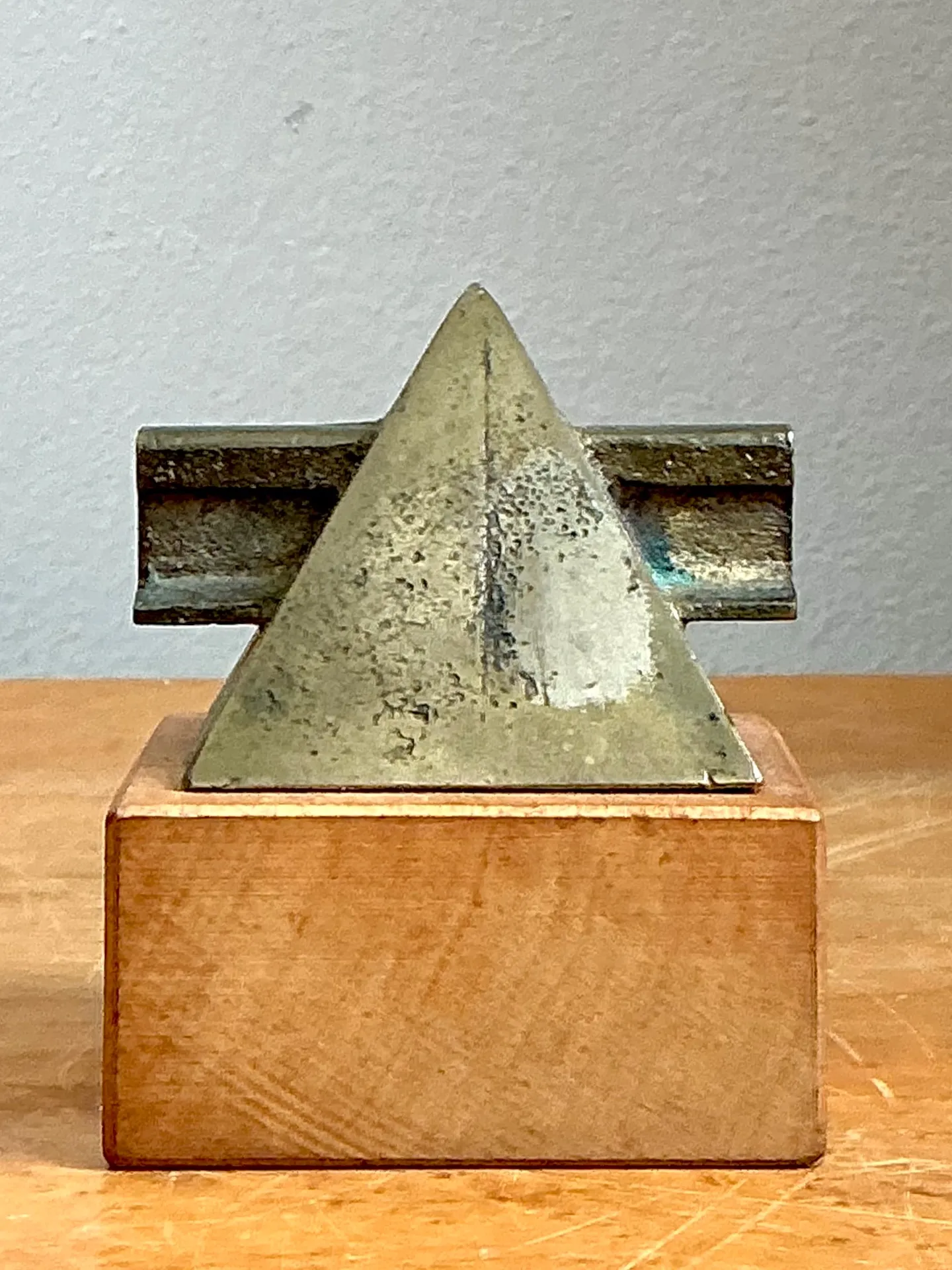 Vintage Small Geometric Metal and Wood Sculpture — additional photo 5