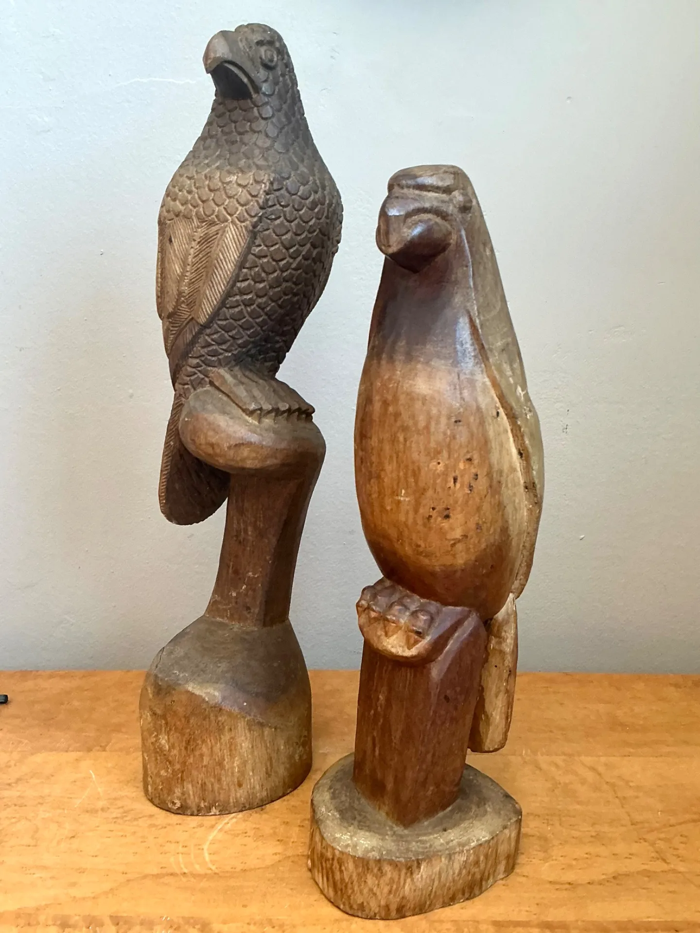Vintage Carved Wood Bird Sculptures - A Pair — additional photo 1