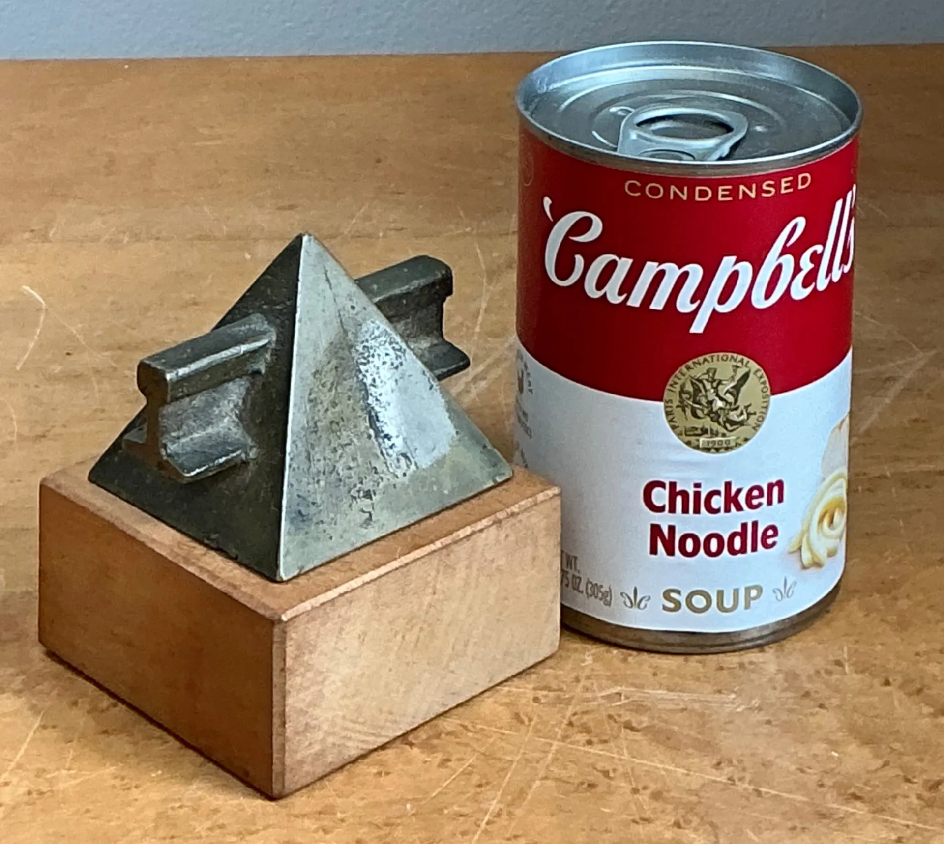Vintage Small Geometric Metal and Wood Sculpture — additional photo 1