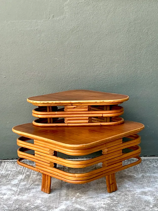 Vintage Stacked Rattan Side Table After Paul Frankl — additional photo 6