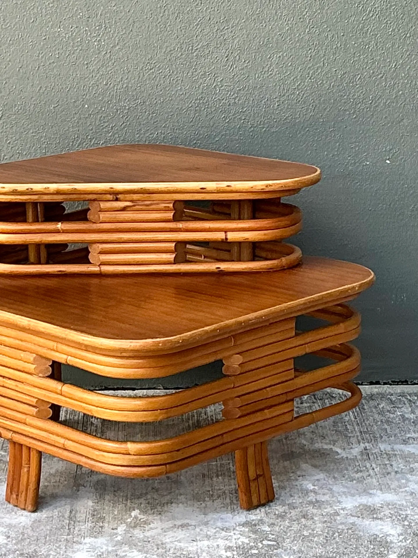 Vintage Stacked Rattan Side Table After Paul Frankl — additional photo 4