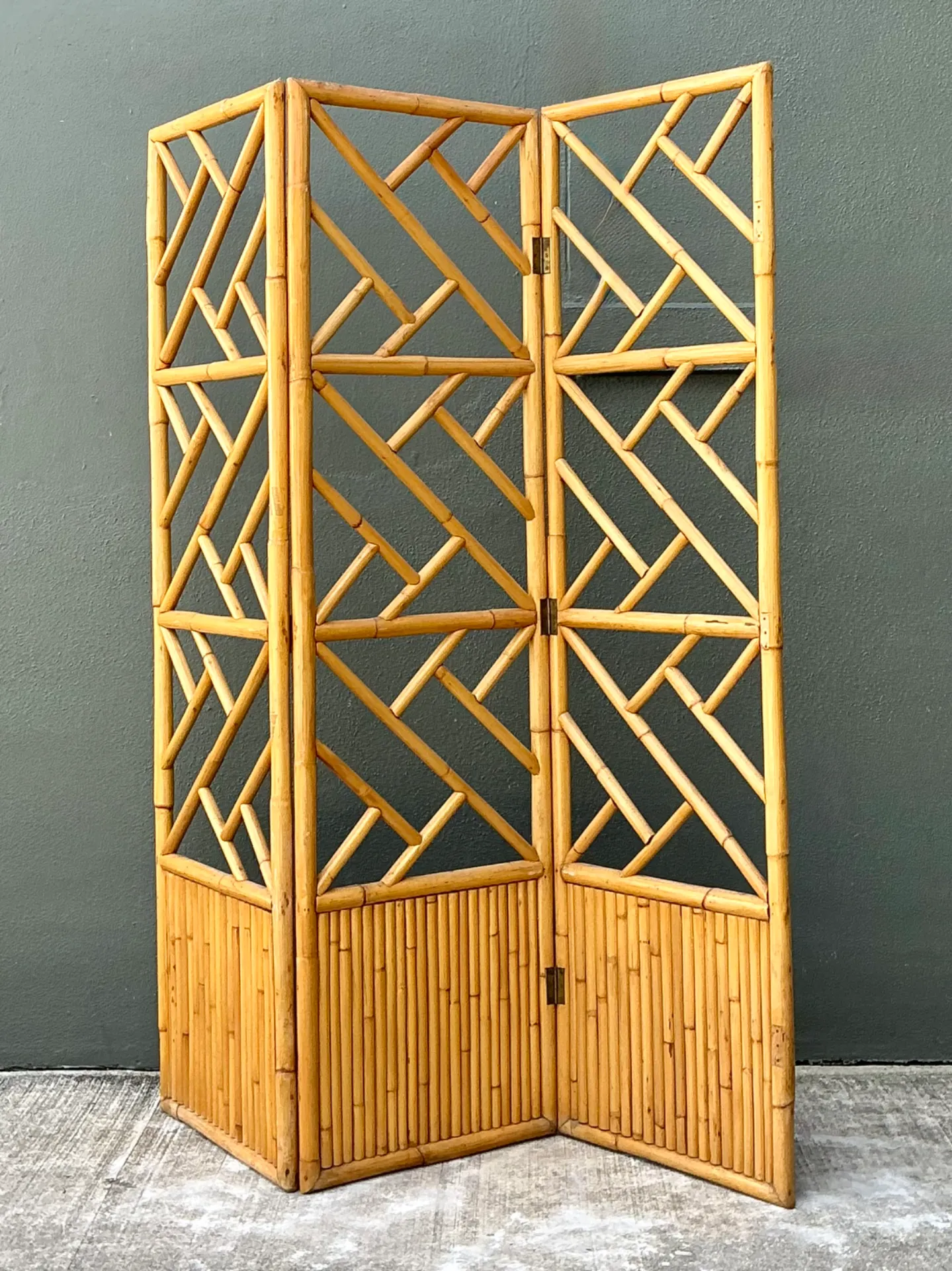 Vintage Rattan Chinese Chippendale Folding Screen — additional photo 5