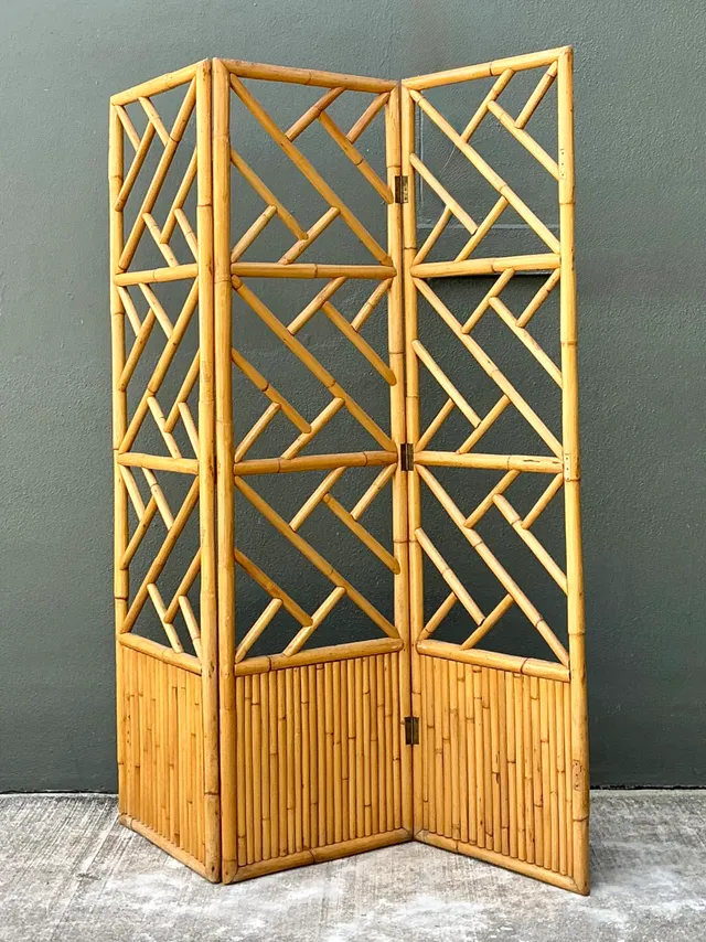 Vintage Rattan Chinese Chippendale Folding Screen — additional photo 5