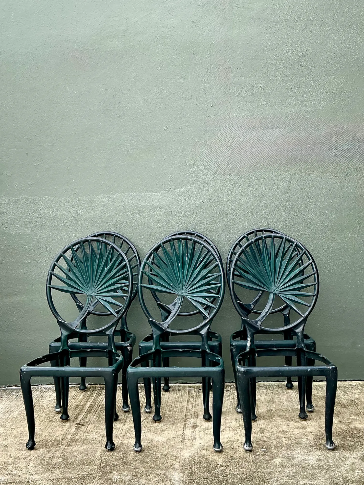 Vintage Palm Frond Outdoor Dining Chairs - Set Of 6 — additional photo 4