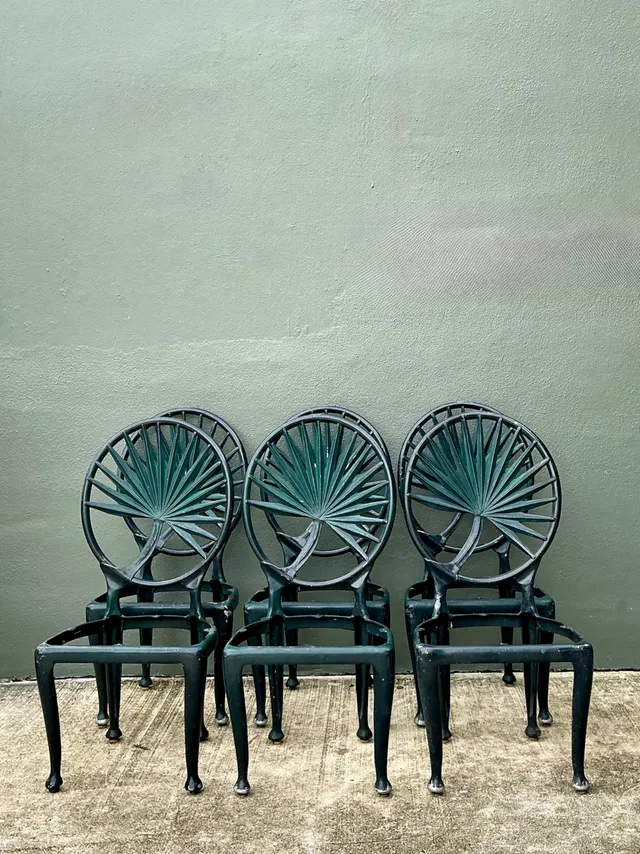 Vintage Palm Frond Outdoor Dining Chairs - Set Of 6 — additional photo 4