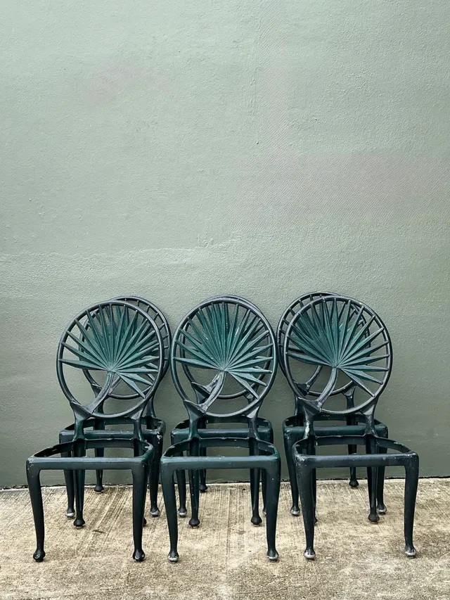 Vintage Palm Frond Outdoor Dining Chairs - Set Of 6 — additional photo 1