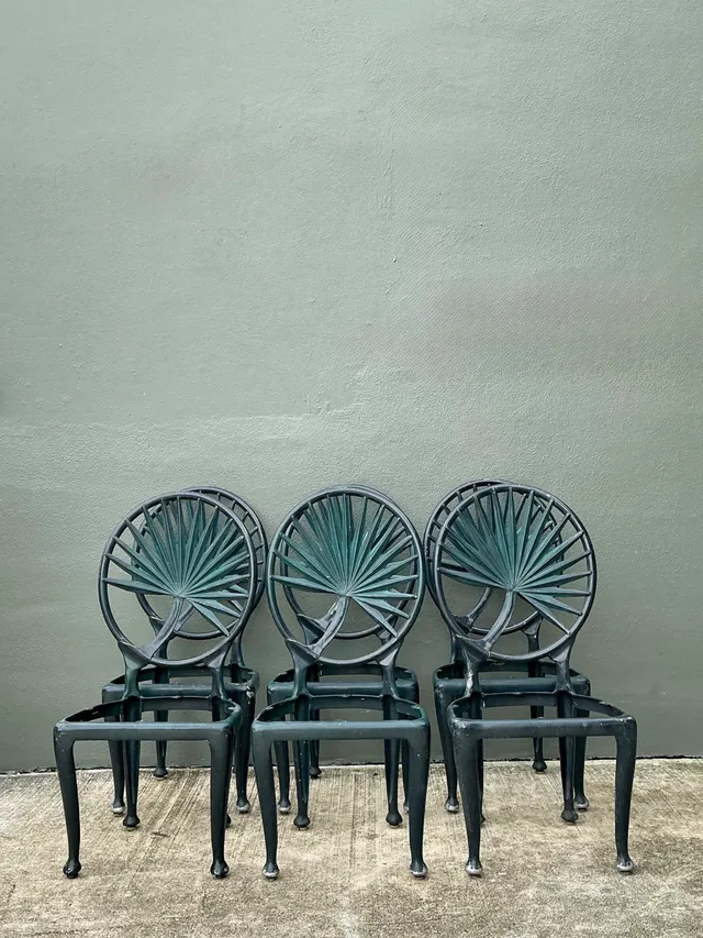 Vintage Palm Frond Outdoor Dining Chairs - Set Of 6 — additional photo 8