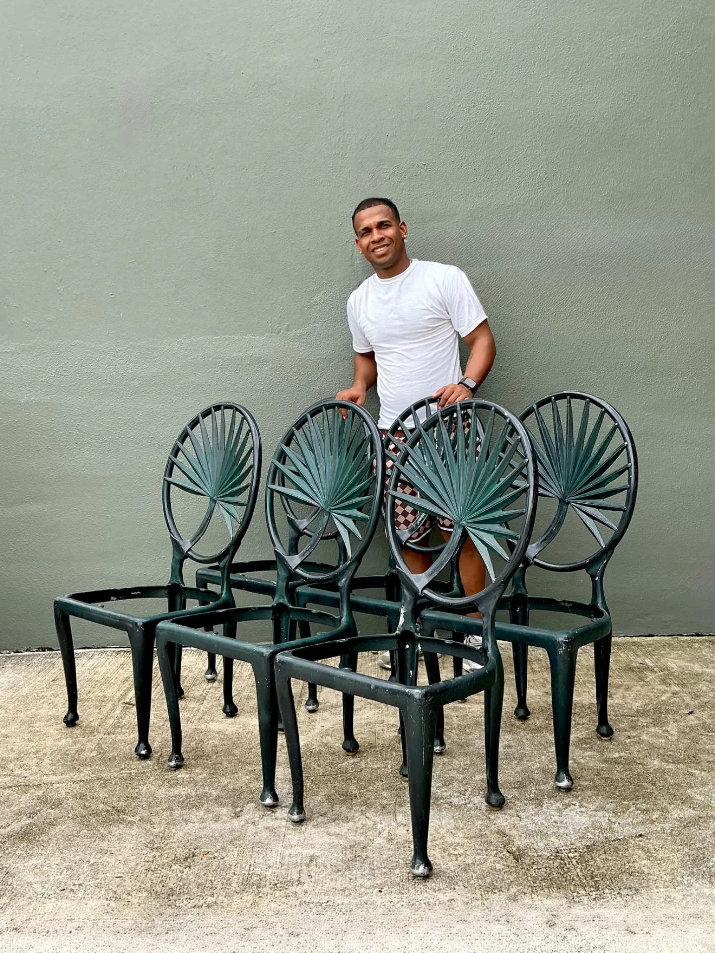 Vintage Palm Frond Outdoor Dining Chairs - Set Of 6 — additional photo 5