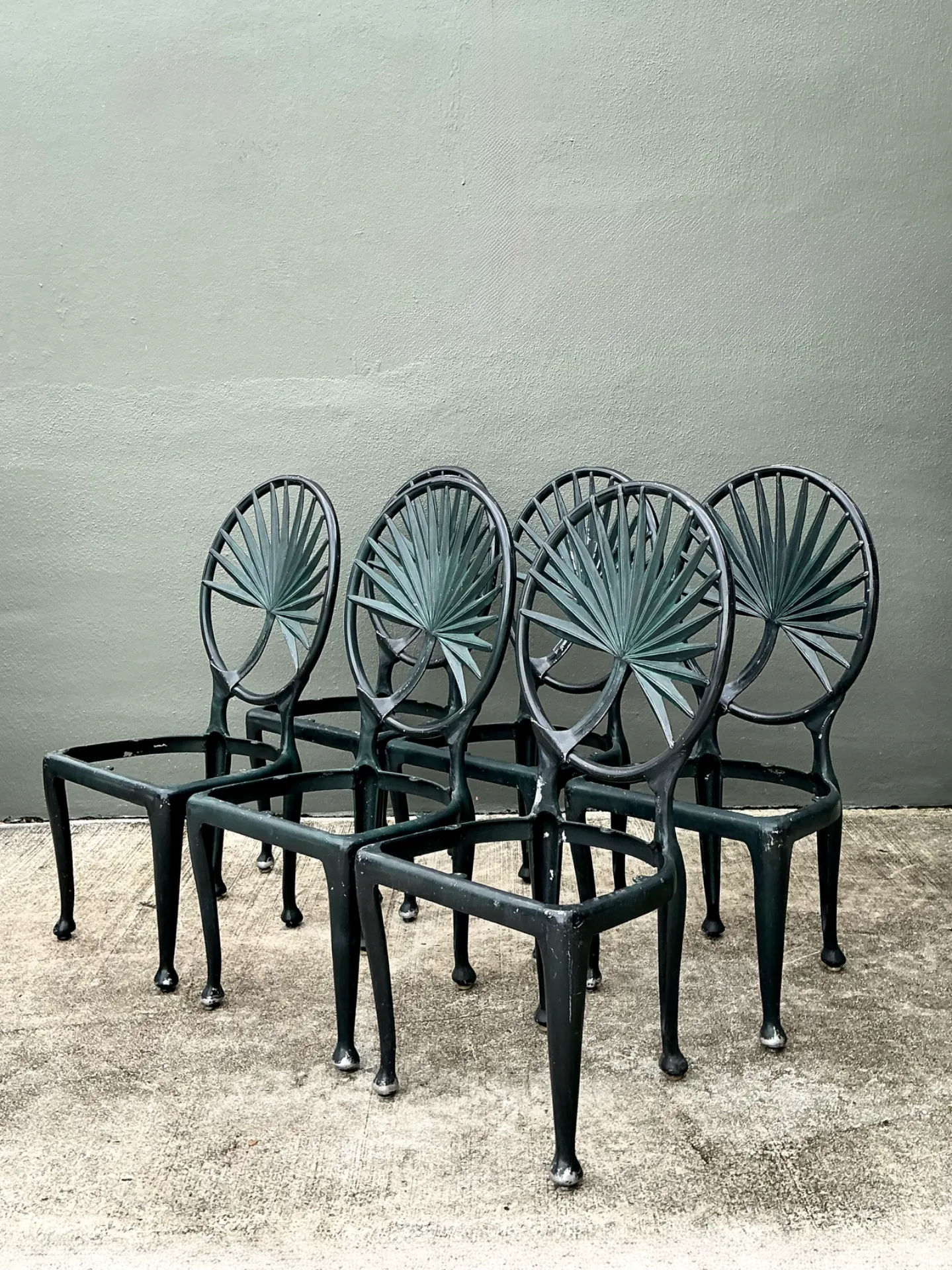 Vintage Palm Frond Outdoor Dining Chairs - Set Of 6 — additional photo 3
