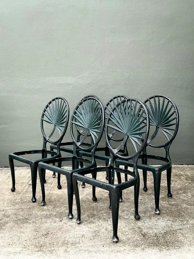 Vintage Palm Frond Outdoor Dining Chairs - Set Of 6 — additional photo 3