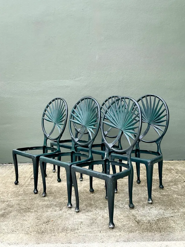 Vintage Palm Frond Outdoor Dining Chairs - Set Of 6 — additional photo 2