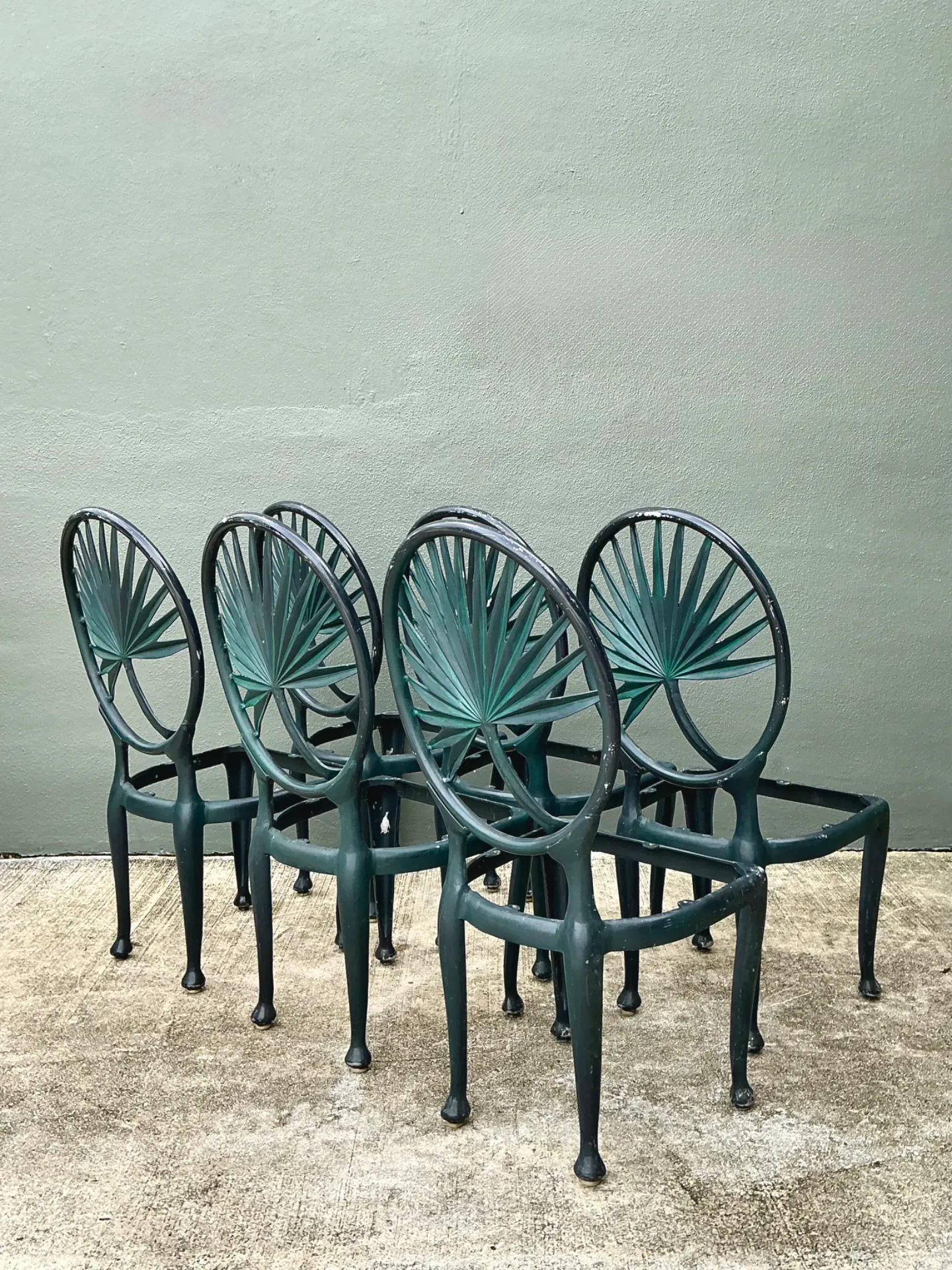 Vintage Palm Frond Outdoor Dining Chairs - Set Of 6 — additional photo 7