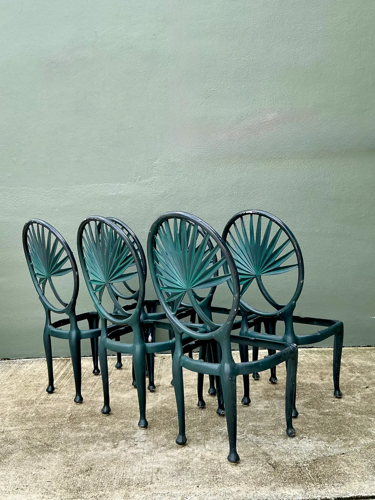Vintage Palm Frond Outdoor Dining Chairs - Set Of 6 — additional photo 6