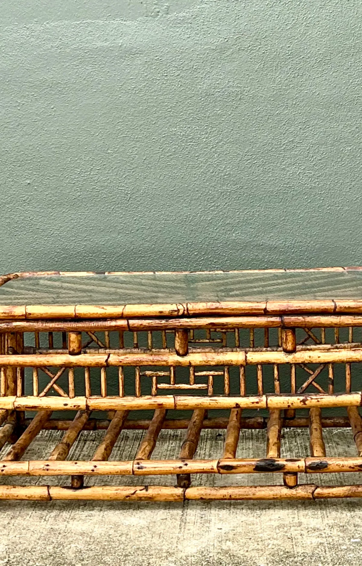 Vintage Bamboo Fretwork and Glass Coffee Table — additional photo 3