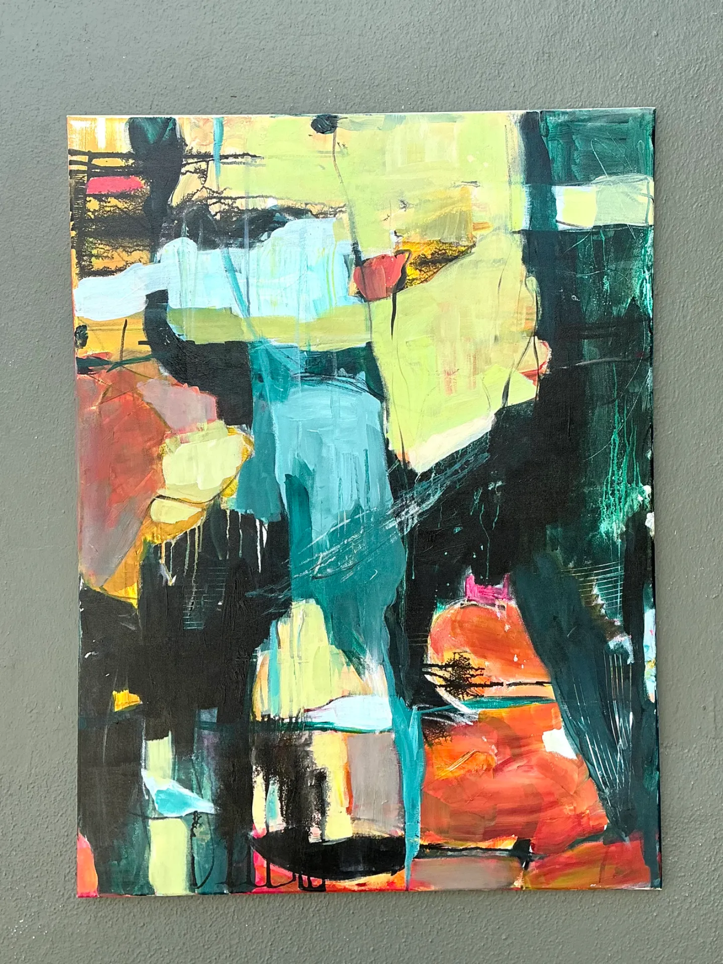 Vintage Abstract Expressionist Oil Painting on Canvas — additional photo 1