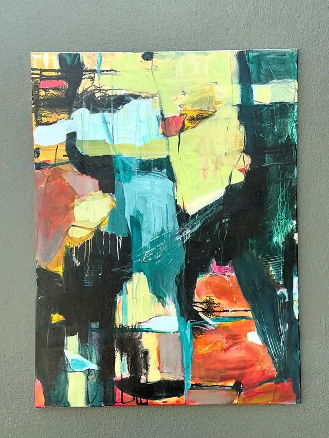 Vintage Abstract Expressionist Oil Painting on Canvas — additional photo 1