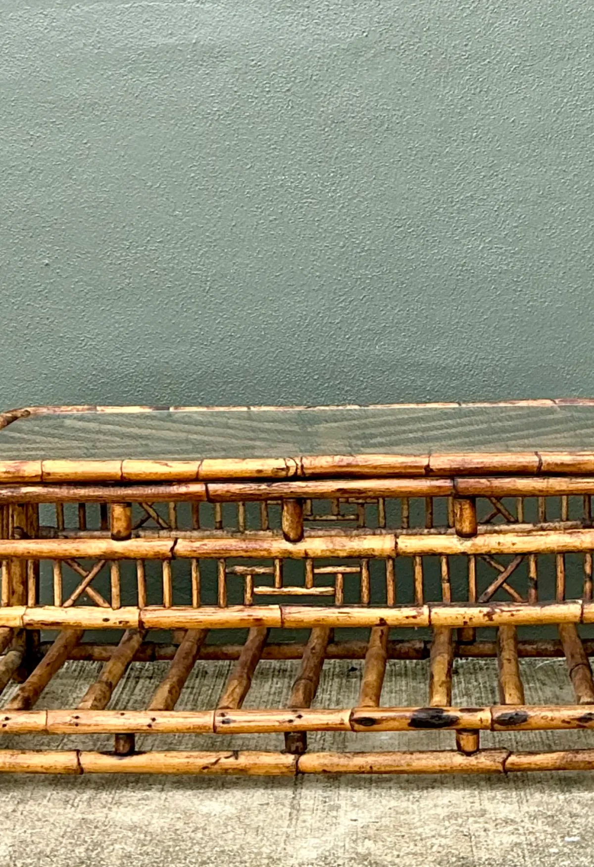 Vintage Bamboo Fretwork and Glass Coffee Table — additional photo 5