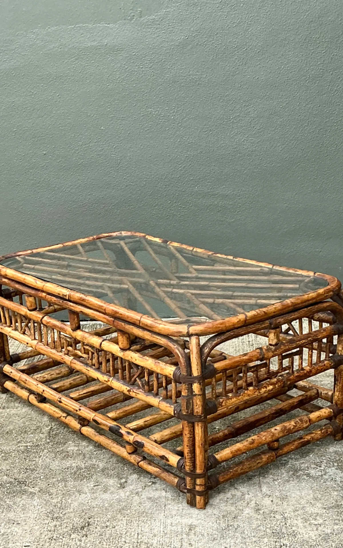Vintage Bamboo Fretwork and Glass Coffee Table — additional photo 7