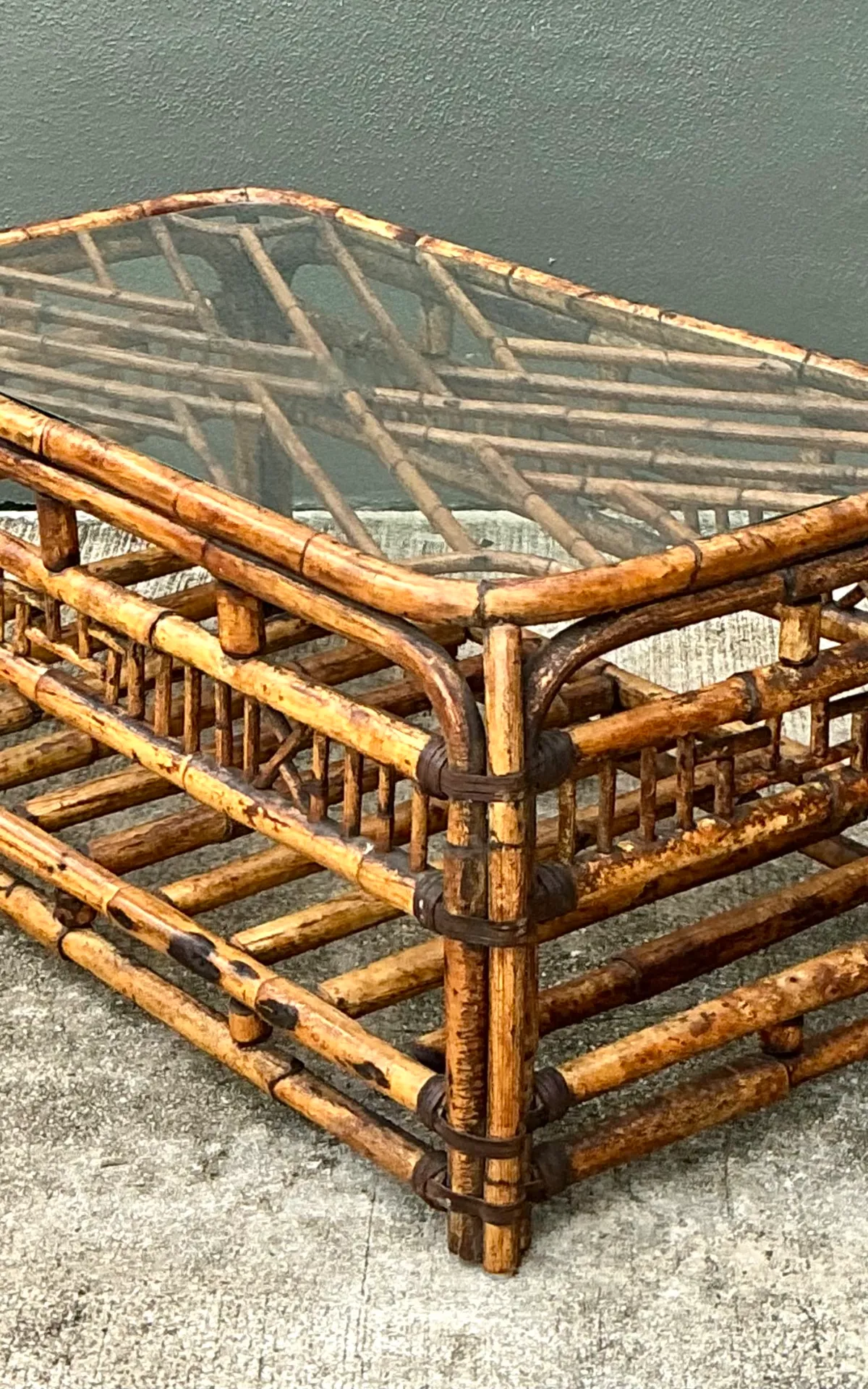 Vintage Bamboo Fretwork and Glass Coffee Table — additional photo 8