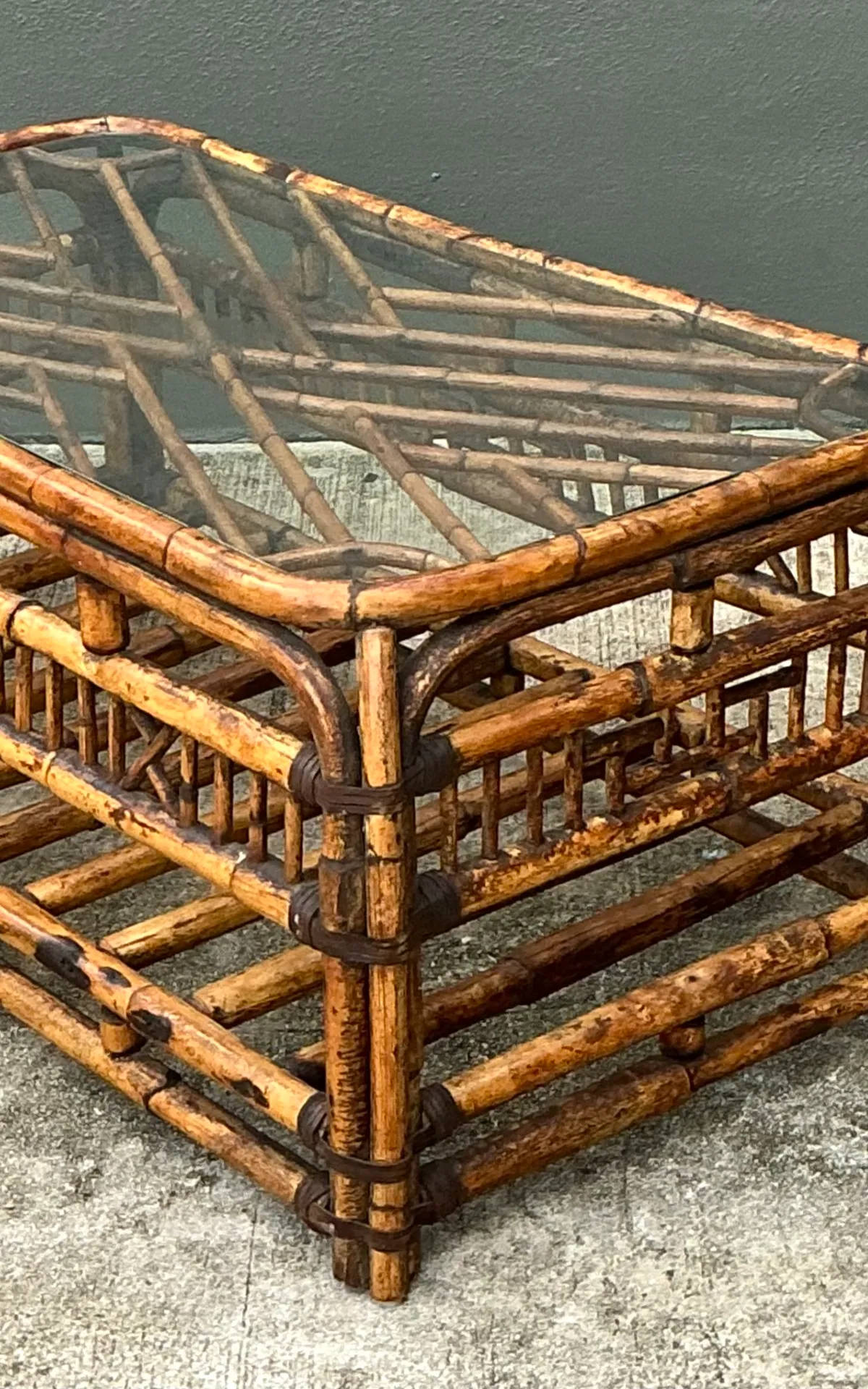 Vintage Bamboo Fretwork and Glass Coffee Table — additional photo 2