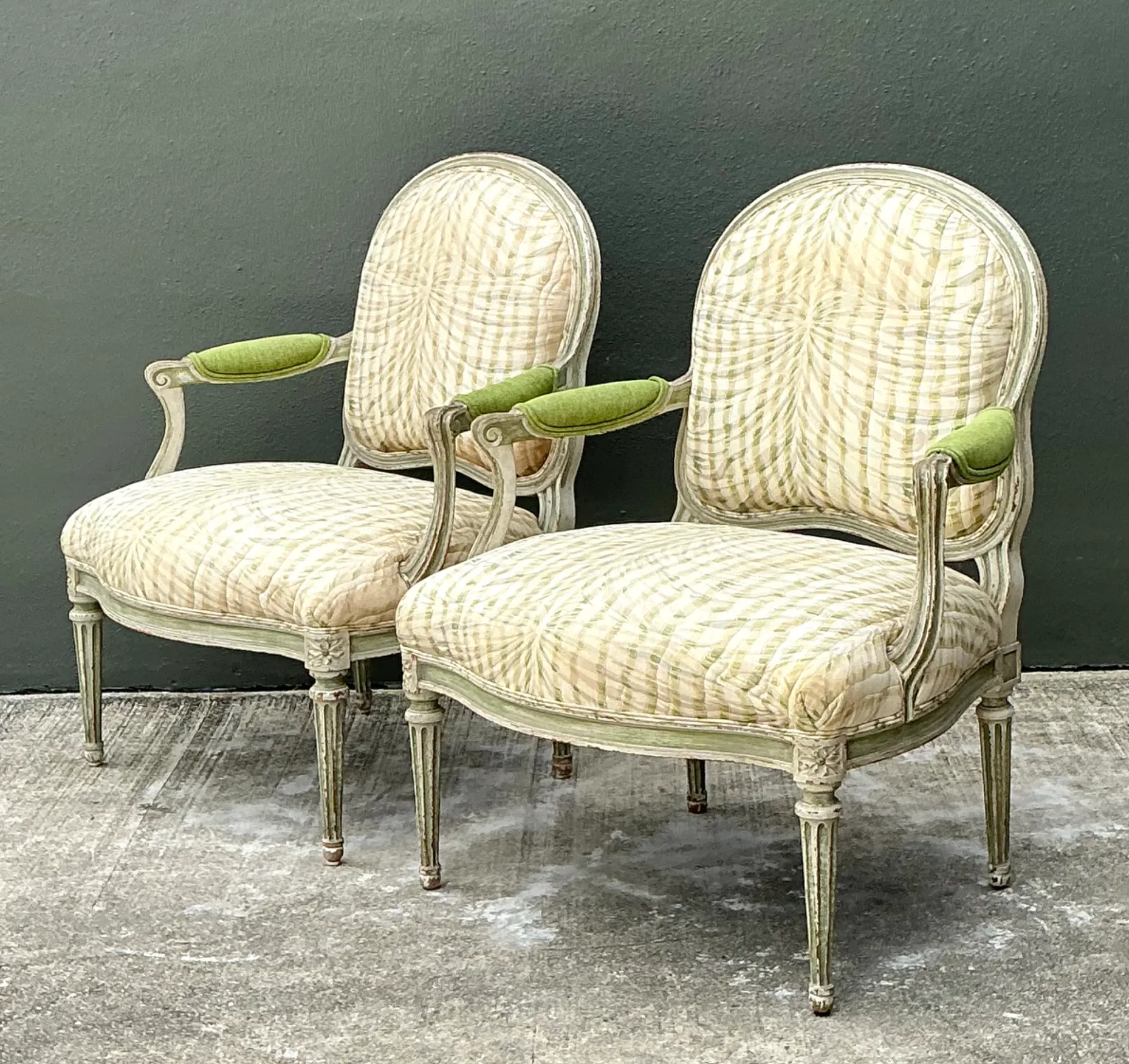 Vintage Louis XVI Style Printed Swag Armchairs - Pair — additional photo 7
