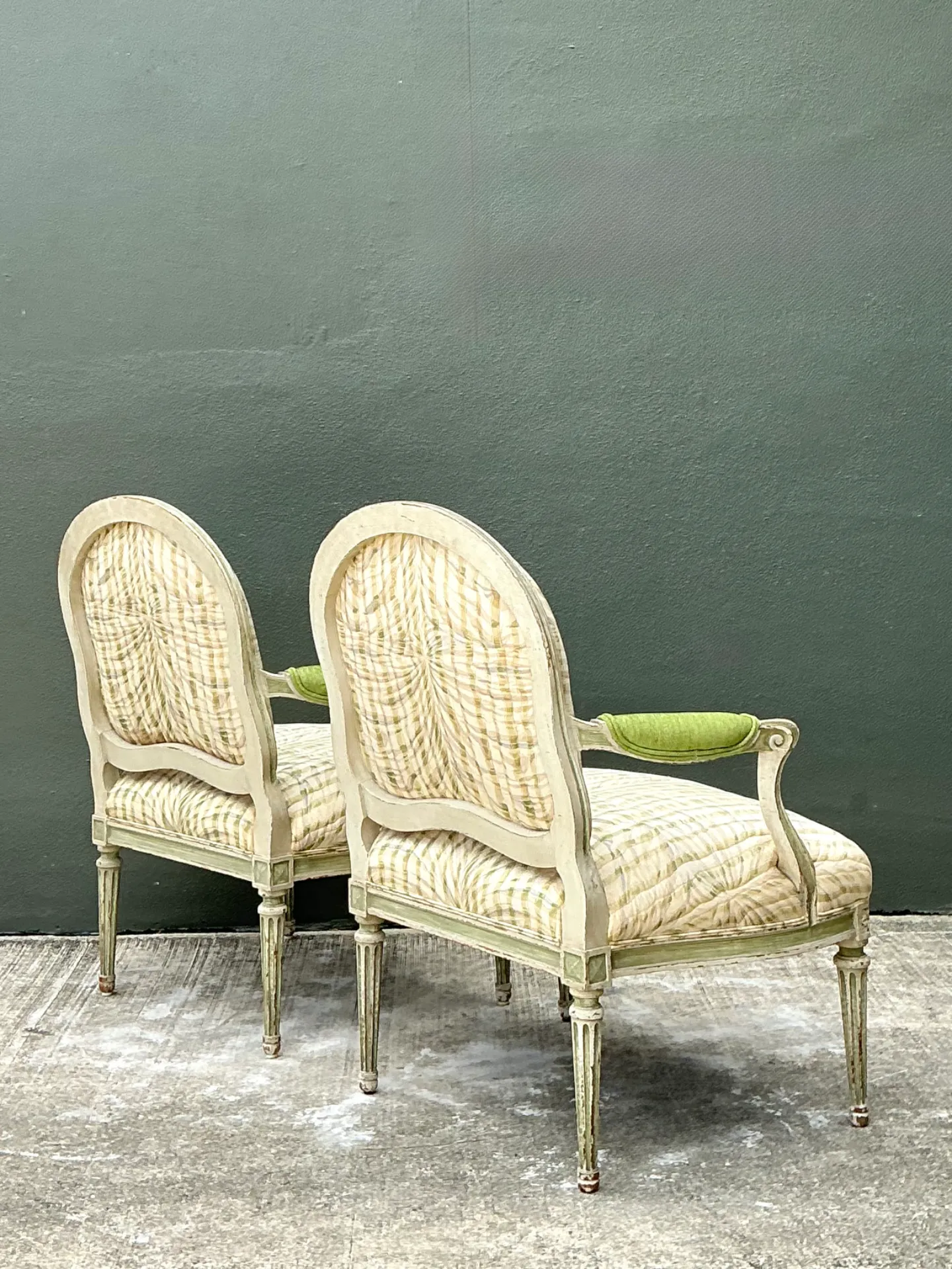 Vintage Louis XVI Style Printed Swag Armchairs - Pair — additional photo 1