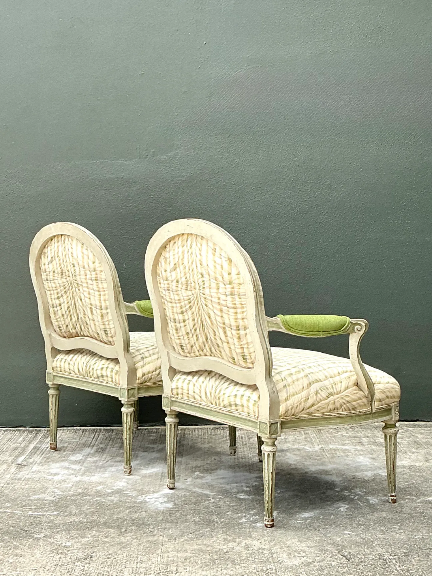Vintage Louis XVI Style Printed Swag Armchairs - Pair — additional photo 3